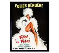 Folies Bergere Theatre Cabaret Art Print Framed Poster Wall Decor 12x16 inch