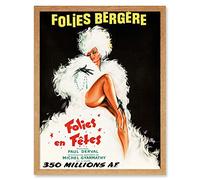 Folies Bergere Theatre Cabaret Art Print Framed Poster Wall Decor 12x16 inch
