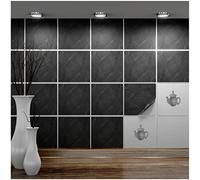 FoLIESEN Tile Stickers 15 x 15 cm for Bathroom, Kitchen, Self-Adhesive Tile Film, 1 Adhesive Tile, Decor Black Slate