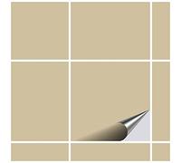 FoLIESEN - Tile Stickers, 19.5 x 19.5 cm, Self-Adhesive Tile Film for Bathroom and Kitchen, Removable Adhesive Film for Wall Tiles, Kitchen Splashback and Borders, 20 Adhesive Tiles, Glossy Beige