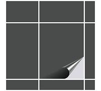 FoLIESEN - Tile Stickers, 19.5 x 24.5 cm, Self-Adhesive Tile Film for Bathroom and Kitchen, Removable Adhesive Film for Wall Tiles, Kitchen Splashback and Borders, 8 Adhesive Tiles, Matte Dark Grey