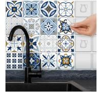 FoLIESEN Tile Stickers for Bathroom, Kitchen, Self-Adhesive Tile Film, Patchwork No. 8, 12.5 x 12.5 cm, 16-Piece Set