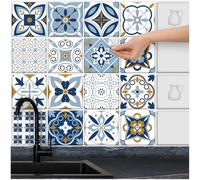 FoLIESEN Tile Stickers for Bathroom, Kitchen, Self-Adhesive Tile Film, Patchwork No. 8, 14.5 x 14.5 cm, 16-Piece Set