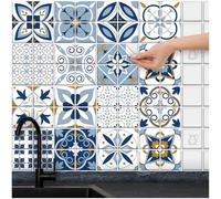 FoLIESEN Tile Stickers for Bathroom, Kitchen, Self-Adhesive Tile Film, Patchwork No. 8, 9.5 x 9.5 cm, 64-Piece Set
