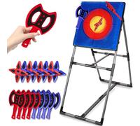 Folimix Axe Throwing Game for Backyard, Axe Throwing Target Set with 16 Throwing Axes Outdoor Games Indoor Carnival Yard Lawn Backyard Games for Age 6-12