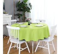 FOLINS&HOME Apple Green Round Tablecloth 60 Inch Waterproof Heavy Duty Wrinkle Free Polyester Fabric Circle Table Cloth Spillproof Washable Wipeable Circular Table Cover for Party, Banquet, Wedding