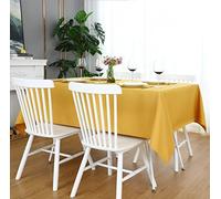 FOLINS&HOME Gold Rectangle Tablecloth - 90 x 132 Wrinkle Free Waterproof Polyester Table Cloths, Spillproof Heavy Duty Washable Table Cover for Party, Banquet, Wedding, Indoor - Rectangular/Oblong