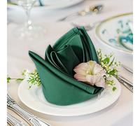 FOLINS&HOME Green Heavy Duty Cloth Napkins Set of 8 - Decorative 20x20 Inch Polyester Napkins with Hemmed Edges, 210GSM, Washable & Reusable for Dinner, Wedding, Party, Banquet & Everyday Use