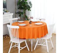 FOLINS&HOME Orange Round Tablecloth 60 Inch Waterproof Heavy Duty Wrinkle Free Polyester Fabric Table Cloth, Spillproof Washable Table Cover for Parties, Camping, Picnic, Banquet, Indoor and Outdoor