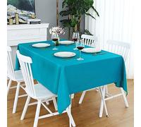 FOLINS&HOME Teal Square Tablecloth - 54 x 54 Inch Turquoise Wrinkle Free Waterproof Polyester Table Cloths, Spillproof Heavy Duty and Washable Table Cover for Party, Banquet, Rectangle/Oblong