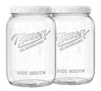 Folinstall 2 Pack 1 Gallon Glass Jar with Lid, Wide Mouth Mason Jars, Large Glass Flour Storage Containers with Airtight Lids, Candy Jar Safe for Cookie, Kombucha, Pickle, Sugar