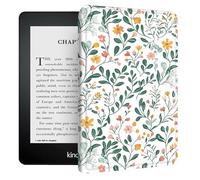 Folio Case Compatible with 6.8" Kindle Paperwhite (11th Gen 2021) and Signature Edition, Slim Shockproof Anti-Scratch PU Leather Cover with Auto Wake/Sleep for 6.8" E-Reader, White Wildflower