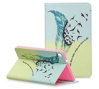 Folio Case for Galaxy Tab A 8.0 inch 2019 Tablet(SM-P200/P205) with S Pen, Coopts PU Leather Shockproof Flip Multi Angle Stand Card Pocket Cute Cover for Samsung Tab A 8.0 2019(P200/P205),Feather Bird