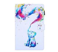 Folio Case for iPad Air 11 Inch M2 2024 - Slim Fit Premium Vegan Leather Standing Cover with Auto Sleep/Wake, Colorful elephant
