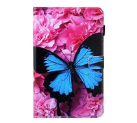 Folio Case for iPad Air 11 Inch M2 2024 - Slim Fit Premium Vegan Leather Standing Cover with Auto Sleep/Wake, Red Butterfly