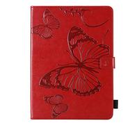 Folio Case for iPad Air 13" M2 M3, iPad Pro 12.9" 6th/5th/4th/3rd Gen - Techcircle Butterfly Embossed Slim Folding Stand Magnetic Cover with Card Slots Flexible TPU Protective Wallet Case, Burgundy