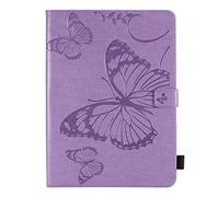 Folio Case for iPad Air 13" M3 M2/iPad Pro 12.9-inch 6th 5th 4th 3rd Gen - Techcircle Butterfly Embossed Slim Stand Magnetic Folding Cover with Card Slots Soft TPU Protective Wallet Case, Lavender