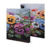 Folio Case for iPad Pro11 Inch 2020/2021iPad Air 5th/4th iPad 10.2 Inch2020 Generation iPad 10.9 Inch 2022/2020 Pansy Flowers Printed Stand Soft Back Cover
