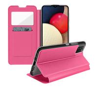Folio Galaxy A02s Window Display Case Card-holder Video Stand - Pink
