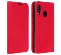 Folio Real Leather Galaxy A20e Case Card-holder Video Stand Red