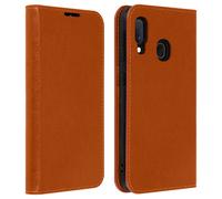Folio Real Leather Galaxy A20e Case Card-holder Video Stand Tan