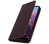 Folio Real Leather Huawei P20 Pro Case Card-holder Video Stand Brown