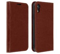 Folio Real Leather iPhone XR Case Card-holder Video Stand Brown