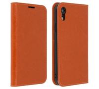 Folio Real Leather iPhone XR Case Card-holder Video Stand Tan