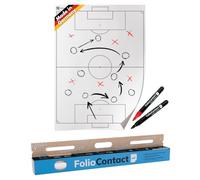 FolioContact Football Tactical Board 60 x 80 cm - Self-Adhesive Static Tactical Film with 25 Sheets & 2 Board Markers - Wipeable & Rewritable - Alternative to Magnetic Tactical Board