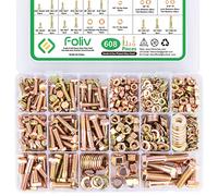 FOLIV 608pcs Grade 8 Bolts and Nuts Assortment Kit, 1/4-20, 5/16-18, 3/8-16, 1/2-13 Heavy Duty Hex SAE Bolts Nuts Washers Assortment Kit