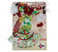 FOLK Andalusian Flamenco Doll Dress Original Crafts Dolls 35 cm., Flamenco Collection Polka Dot Dress Limited Edition. (White Green Lunar)