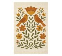 Folk Art Birds And Flowers Scandinavian Jigsaw Puzzle, 1000 Piece
