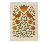 Folk Art Birds And Flowers Scandinavian Jigsaw Puzzle for Adults, 500 Piece
