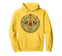 Folk Art Birds Heart Flowers Mandala Polish Style Pullover Hoodie