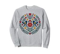 Folk Art Birds Heart Flowers Mandala Polish Style Sweatshirt