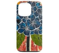 Folk Art Blue Hydrangea Flower Art Case for iPhone 13 Pro