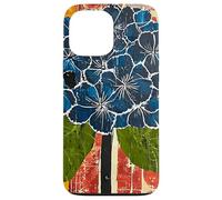 Folk Art Blue Hydrangea Flower Art Case for iPhone 13 Pro Max