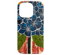 Folk Art Blue Hydrangea Flower Art Case for iPhone 14 Pro