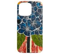 Folk Art Blue Hydrangea Flower Art Case for iPhone 15 Pro Max