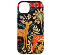 Folk Art Deer In Enchanted Forest Case for iPhone 14 Plus