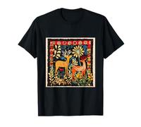 Folk Art Deer In Enchanted Forest T-Shirt