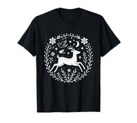 Folk Art Deer Present, Whimsical Boho Animal Nature Design T-Shirt