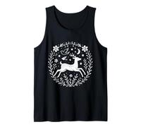 Folk Art Deer Present, Whimsical Boho Animal Nature Design Tank Top