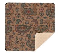Folk Art Duck Pattern Cute Foldable Baby Play Mat for Floor Water Resistant Infant Play Mat for Baby Kids Toddlers Infants, 50'' x 50''
