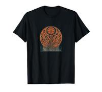 Folk Art Floral Sunrise Meadow Design T-Shirt