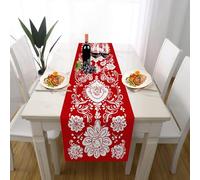 Folk Art Floral Table Runner Scandinavian Rooster Table Cloth Wrinkle Resistant Table Decor Antifouling Country Leaves Kitchen Dining Mat 40x140 cm