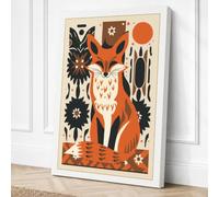 Folk Art Fox Scandinavian Canvas Wall Art Print 24x16 Inch | Ready to Hang, Gallery Wrapped, Fade-Resistant Inks, Securely Packaged, UK Made