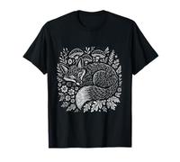 Folk Art Fox Woodland Nature Lover Wild Animal Fans T-Shirt