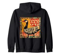Folk Art Goose With Tribal Pattern Zip Hoodie