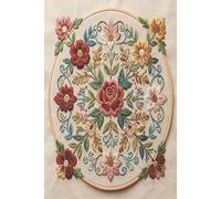 Folk Art Rose Embroidery Journal: Traditional Floral Hoop Needlework Pattern Notebook | 120 Pages College Ruled Cream Paper | Vintage Craft Aesthetic Diary